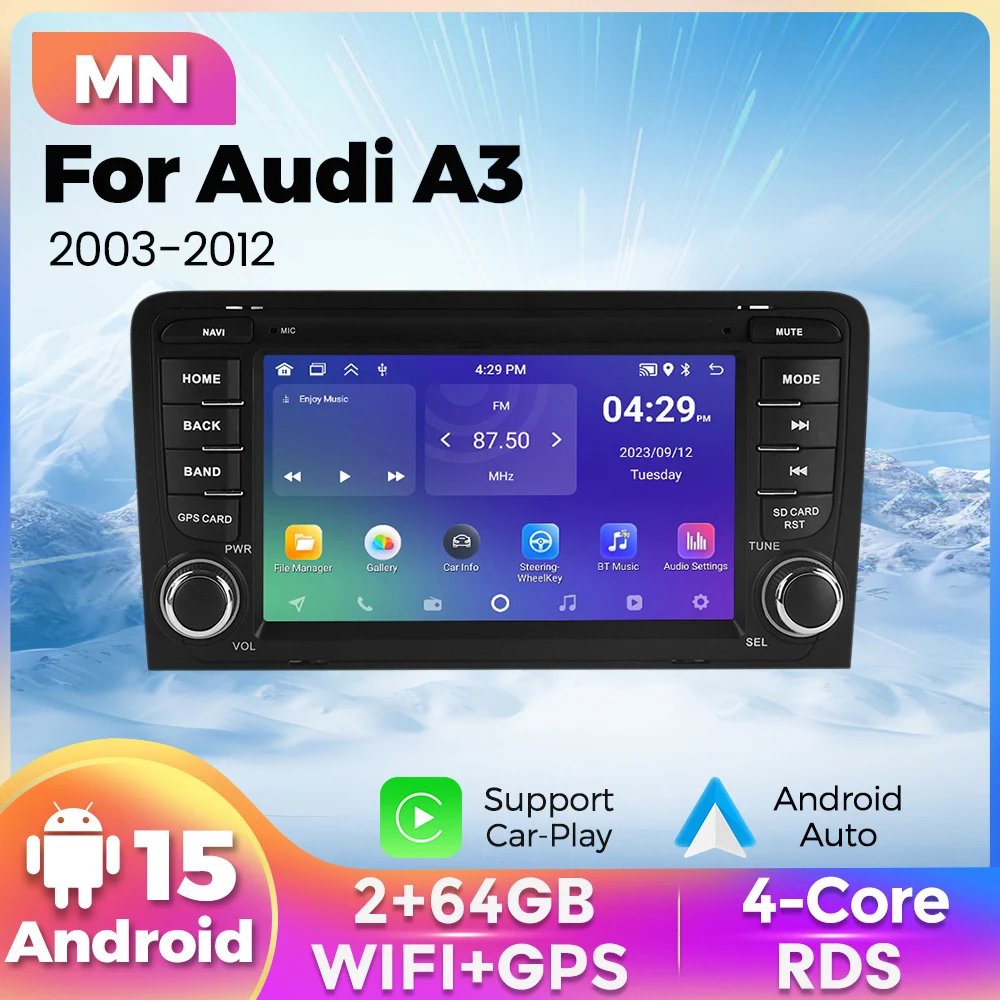 Android 15 Drahtlose CarPlay Android Auto Auto Radio Navi GPS Für Audi A3 8P 2003-2012 multimedia Video Player Mit Kamera 2-64GB