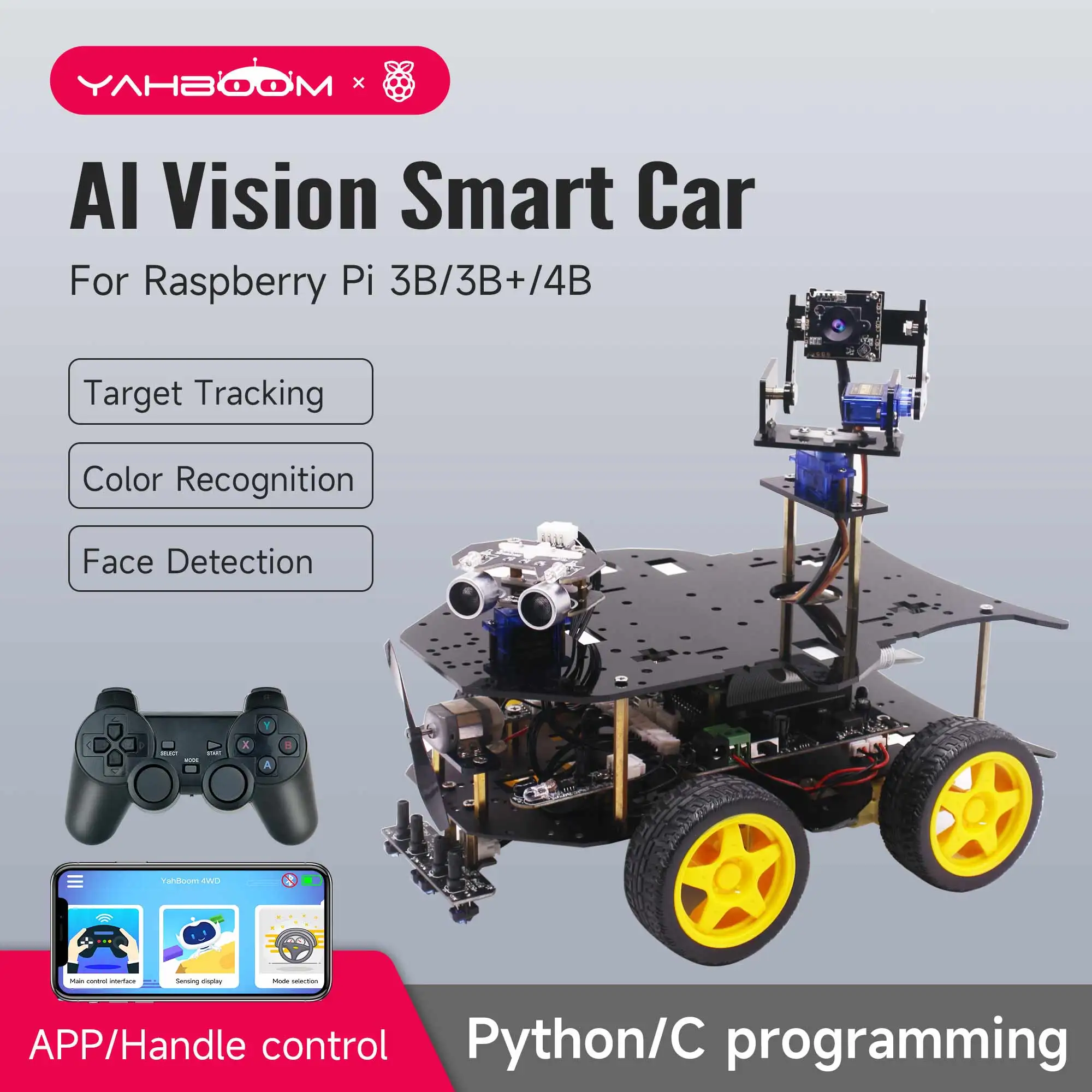 4WD Smart Robot Car Automation Kit For Raspberry Pi 4B Programming Training and Learning STEM Education DIY Electronic Full Set