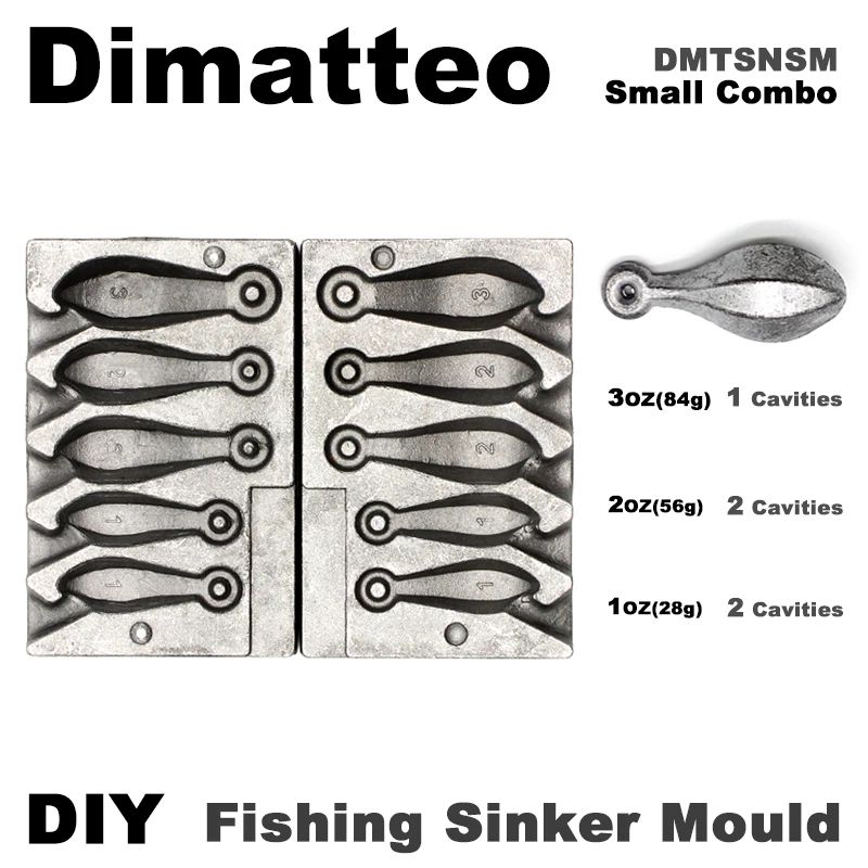 Dimatteo DIY Fishing Snapper Sinker Mold DMTSNSM/Small Combo Snapper Sinker 28g 56g 84g 5 wgłębień