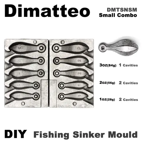Dimatteo DIY Fishing Snapper Sinker Mould DMTSNSM/Small Combo Snapper Sinker 28g 56g 84g 5 Cavities