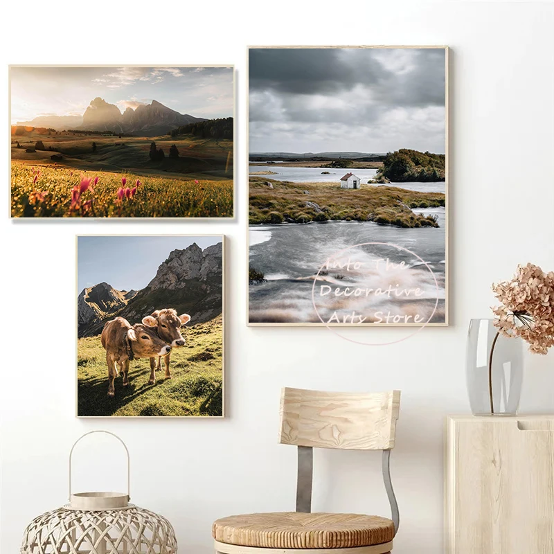 المناظر الطبيعية جبل جبال ايفرست ريشاو جينشان وإريهاي بحيرة الفن الملصقات قماش لوحات صور فنية للجدران ديكور المنزل