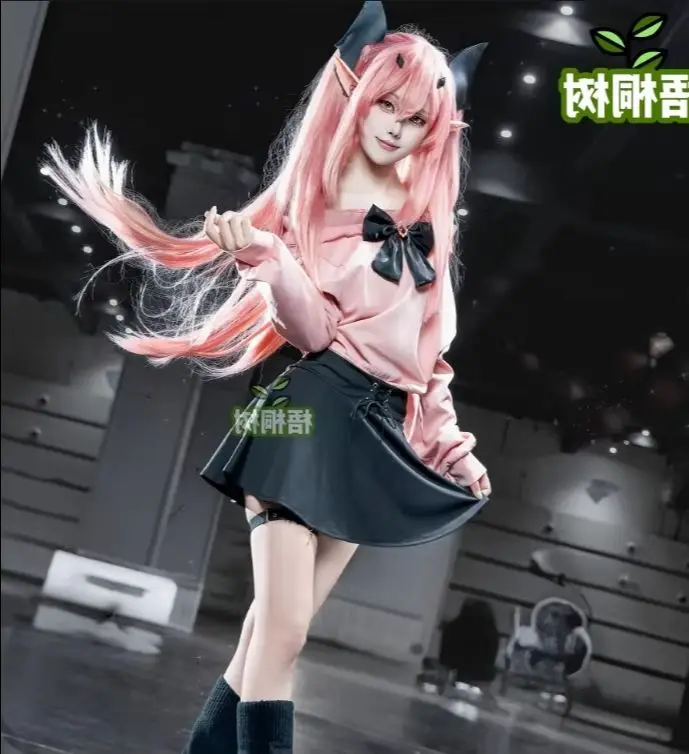 

Anime Seraph of The End Krul Tepes Cosplay Costume Pink Shirt Daily Dress Halloween Costumes for Women Girls Cute Suits