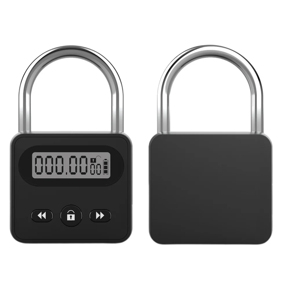 1pc Timing Padlock Metal Timer Lock LCD Display Multi-Function Rechargeable Electronic Time 999 Hour Timing Household Parts