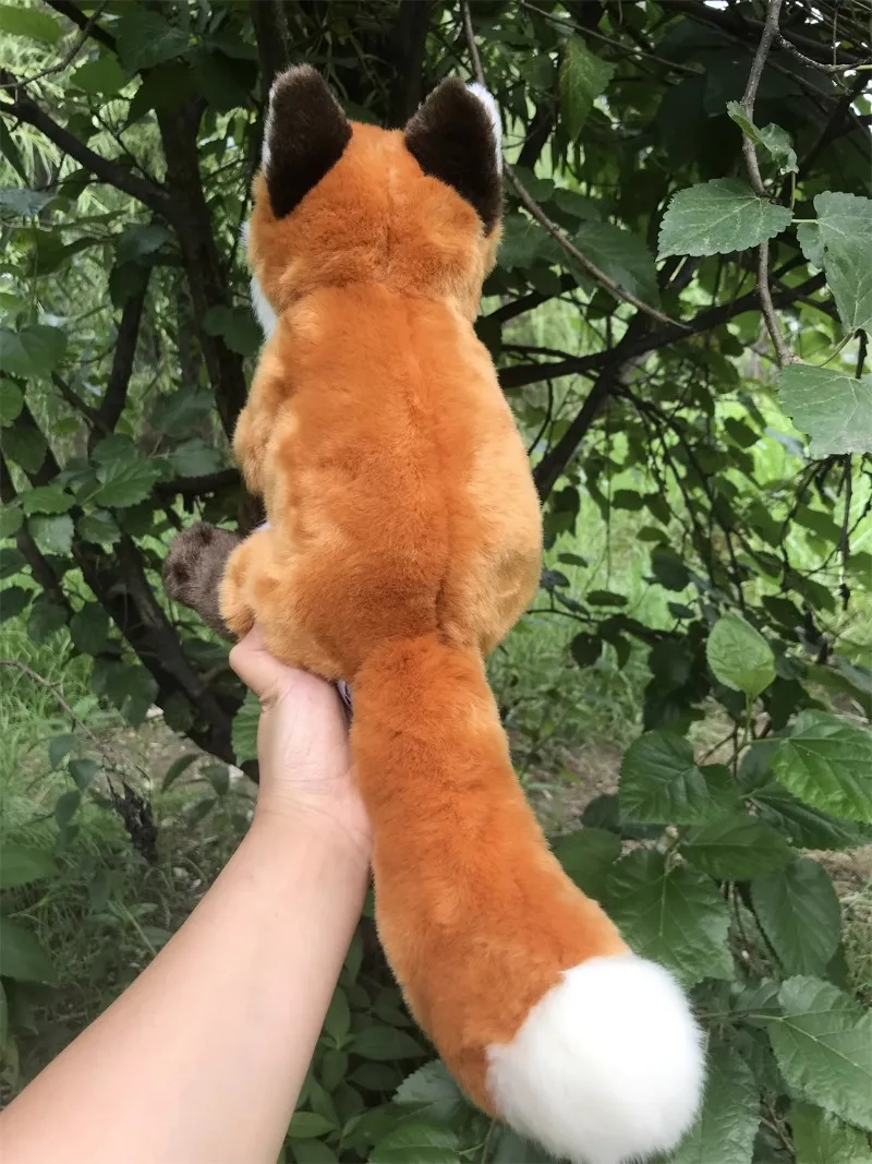 FoxFireF Soft Red Fox Doll Fox Doll Skin Fox Cloth Plush Toy Lifelike Animals Simulation Stuffed Doll Kawaii Toy Gifts