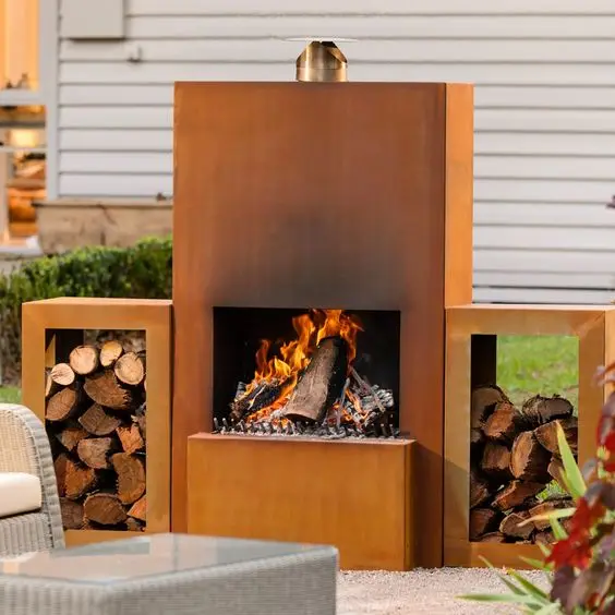 Outdoor Fireplace Garden Treasures Fire Pit Steel Large Patio Firepits Heavy Duty Wood Fireplace with Chimney