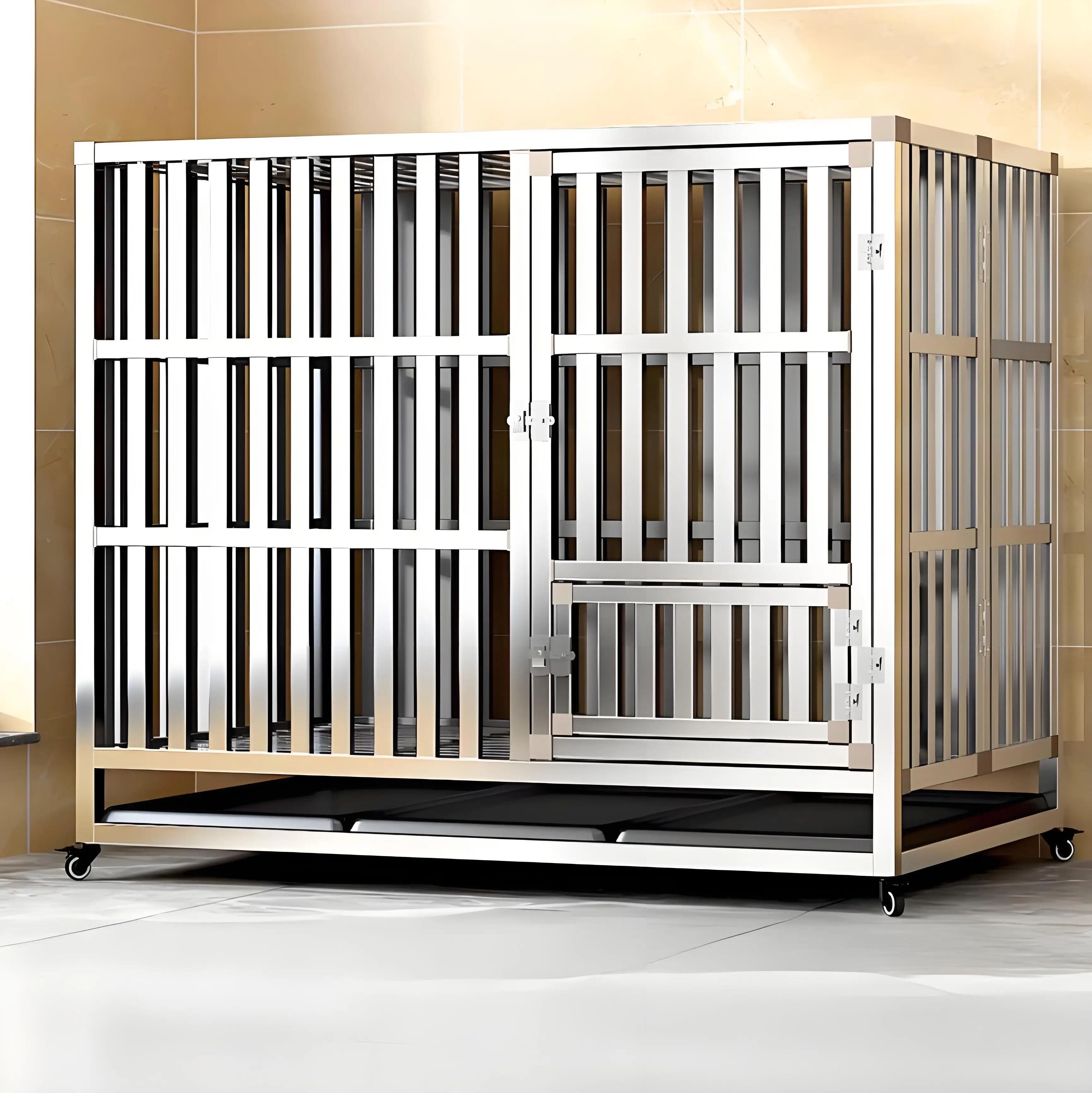 Hot sale easy to clean dog cage stainless steel metal kennels for large dog