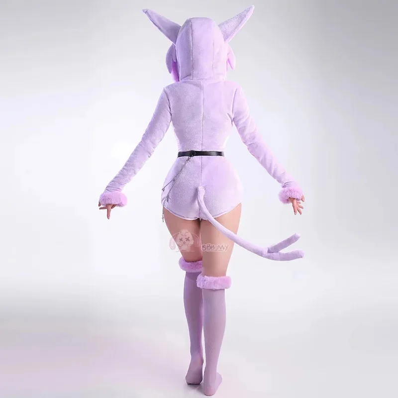 2025 New Anime Espeon Cosplay Costumes Women Sexy Hooded Bodysuit Tail Socks Suit Cute Cartoon Flannel Pajamas Bunny Girl Plush