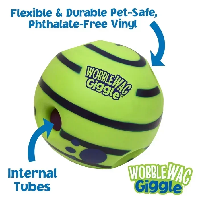 Wobble Wag Giggle Glow Ball Interactive Dog Toy Fun Giggle Sounds When Rolled or Shaken Pets Know Best As Seen On TV