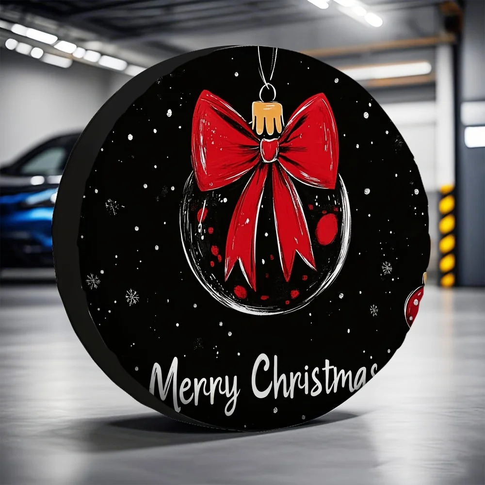 عيد ميلاد سعيد زخرفة غطاء الإطارات نسيج متين ديكور السيارة الموسمية حامي الإطارات الاحتياطية