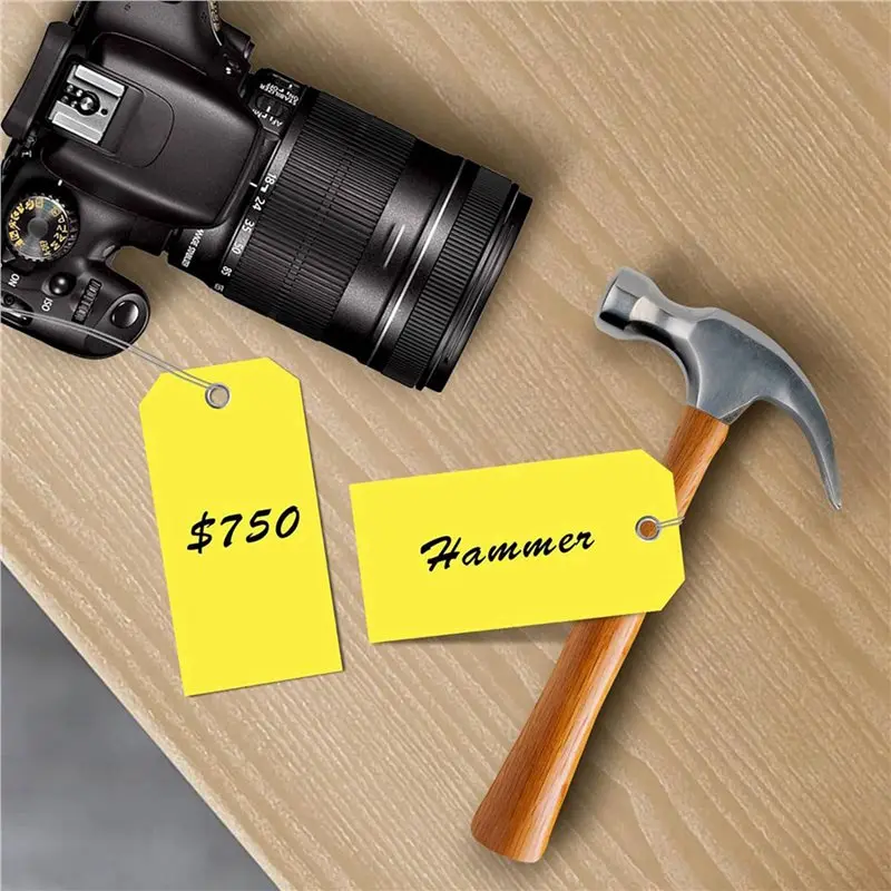 ABMO 200Pcs 4 3/4In X 2 3/8In Neon Shipping Tags Blank Heavy Duty Hang Tags With Reinforced Holes Writable Luggage Tags,B