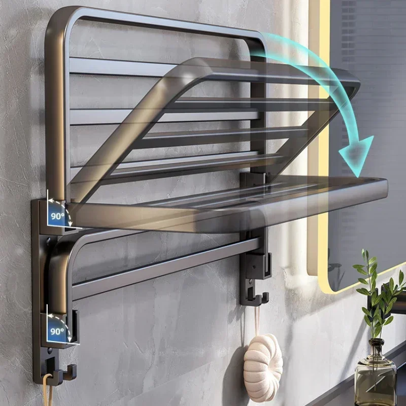 Bathroom Shelving Towel Rack - Easy Hang Storage for Bath Towels, No Punching Required, Light Luxury Design, Towel Shelf