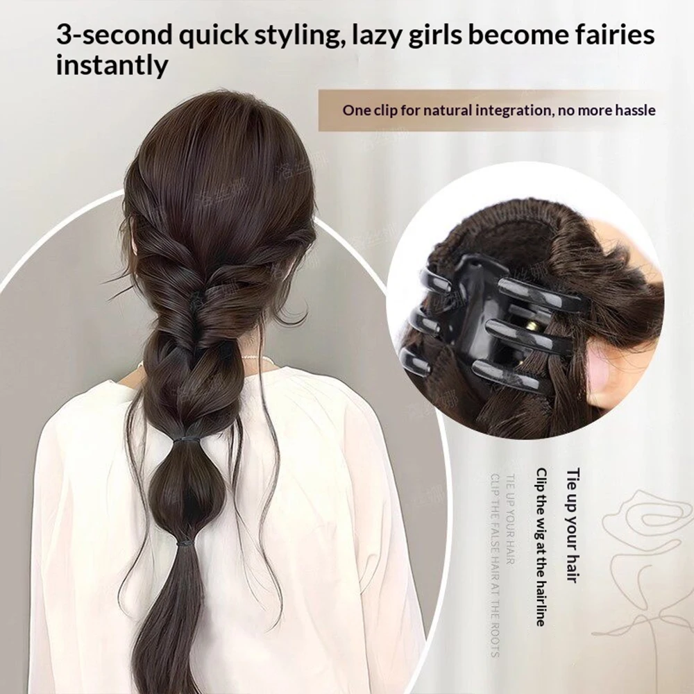 Immagine 4: Clip per capelli a becco d'anatra, coda di cavallo sintetica effetto bolle, resistente al calore, accessori moda per capelli da donna per styling quotidiano e feste