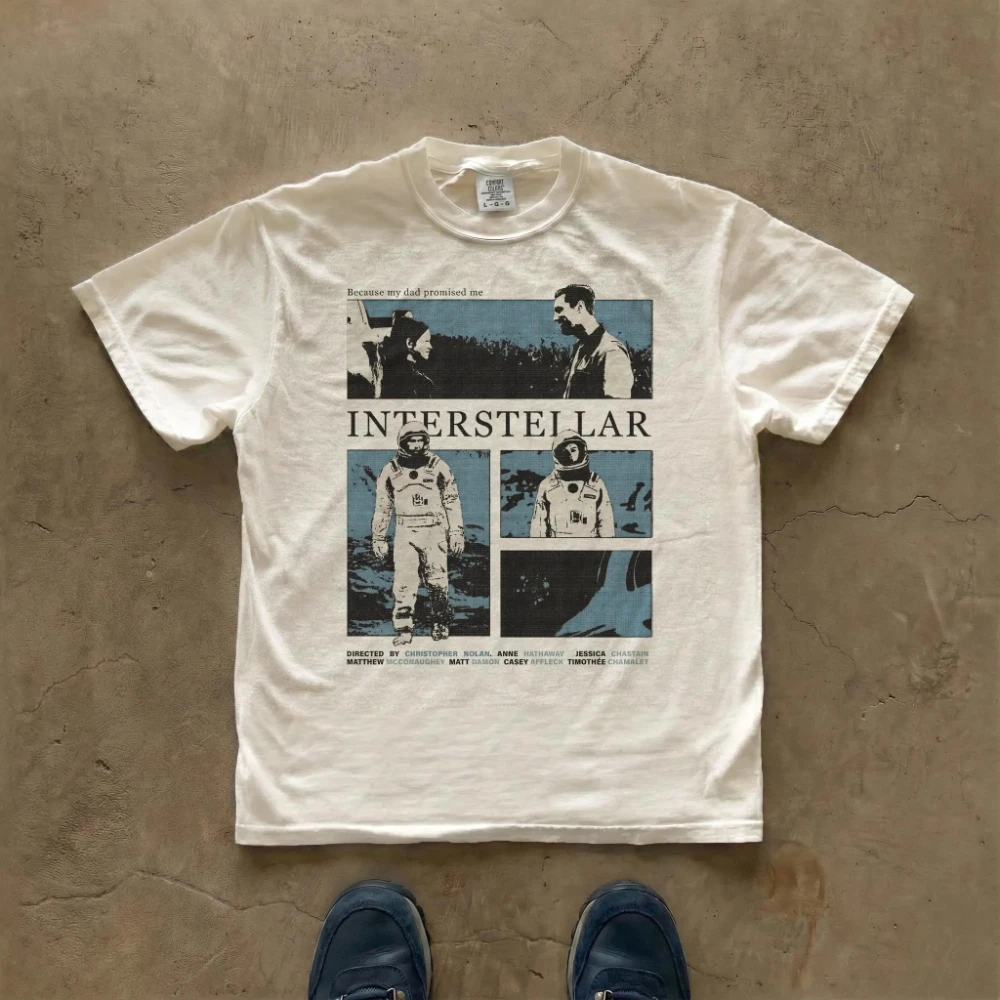 Interstellar Movie Poster T-Shirt Comfort Graphic Tee Graphic Short Sleeve Men's T-shirts for Summer Unisex All-Season