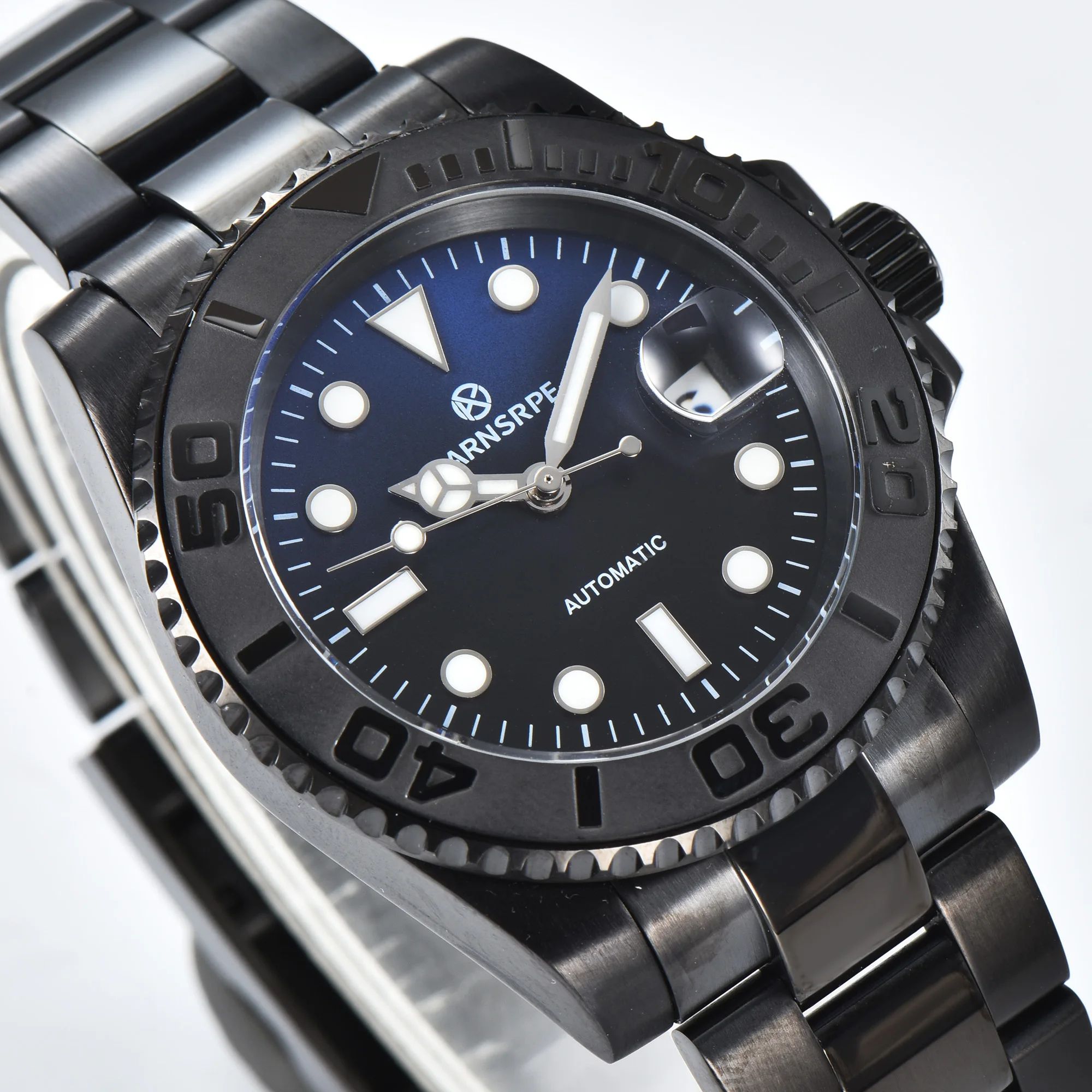 PARNSPPE-Relógio Mecânico Totalmente Automático, Relógio Impermeável, Sapphire Luminous, Fantasma da Água Negra, Marca Top, 40mm, Movimento NH35, 100m