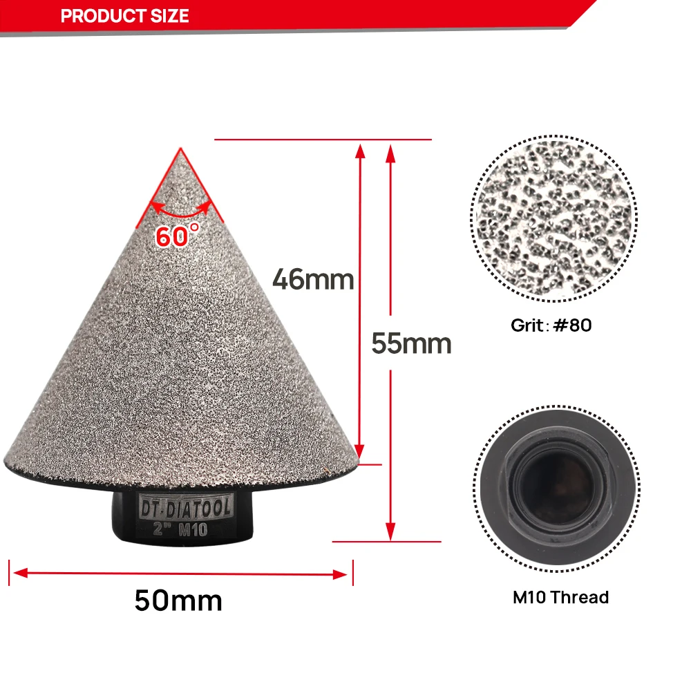 1 Máy Tính Đường Kính 55Mm M10 Chỉ Hút Chân Không Chia Lửa Bằng Đồng Nguyên Kim Cương Chamfer Ngón Tay Xay Bit Cho Gạch Gốm Sứ Beveling Bit