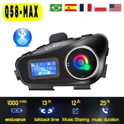 Q58-MAX Motorcycle Helmet Intercom Bluetooth Headset LED Lighting Dual 500M IP65 Rateddeep Waterproof Stereo FM Radio Interphone