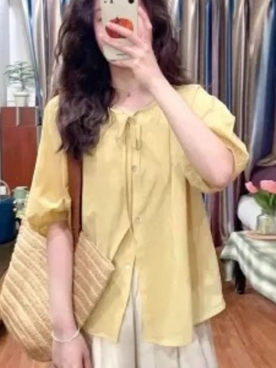 

Summer Outfit Dopaamine Tea System Chic Minimalist Vivacious Age-Defying Two-Piece Set Long Pants Short Sleeve round Neck But...
