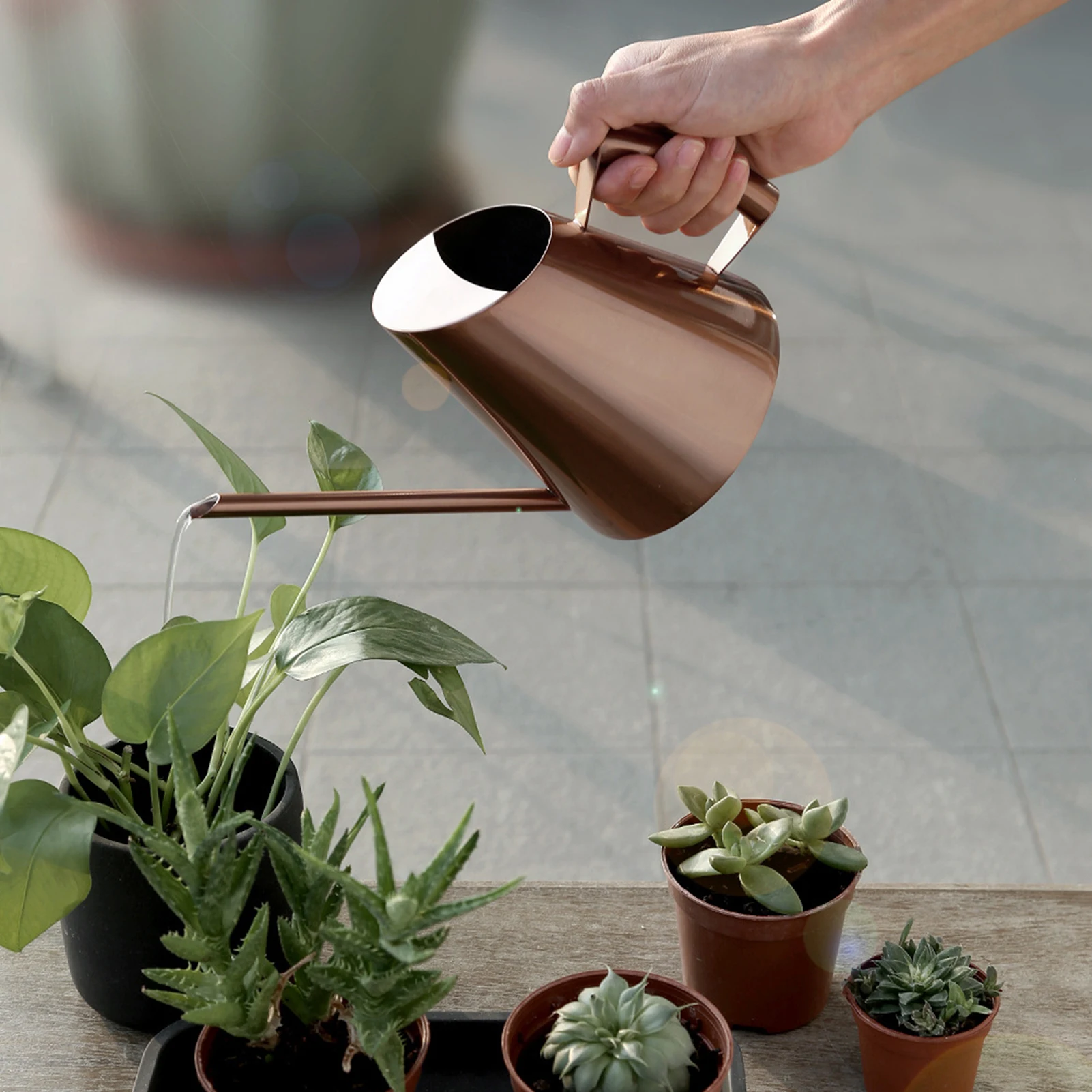 400/900/1500ml Household Stainless Steel Watering Can Pot Garden Green Plant Flower Watering Kettle Bronze Garden Accessories