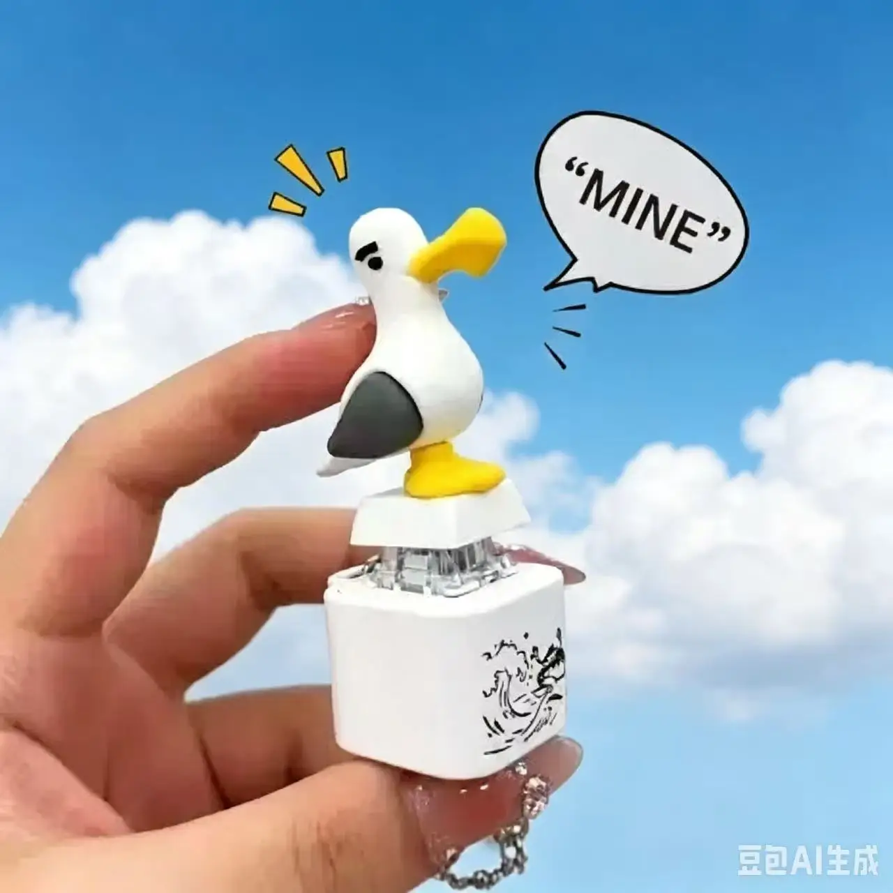 *-*2007Seagull Mine Keychain, USB Clicky Keyboard Fidget Button, LED Sound Keychain***
