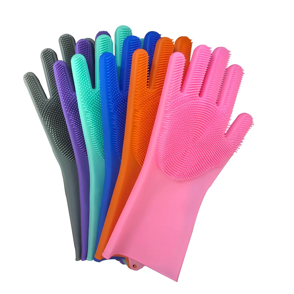 2pcs Silicone Cleaning Gloves Multifunction Silicone Dish Washing Gloves For Kitchen Household Silicone Washing