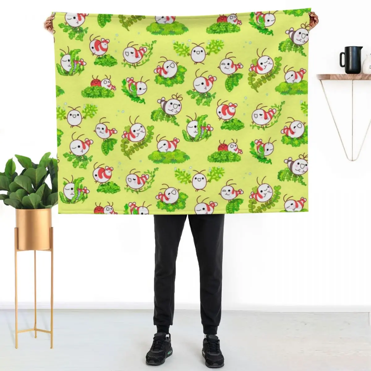 Shy shrimp and moss Throw Blanket Plush Kid'S For Sofa Thin Fashion Sofas for winter Blankets