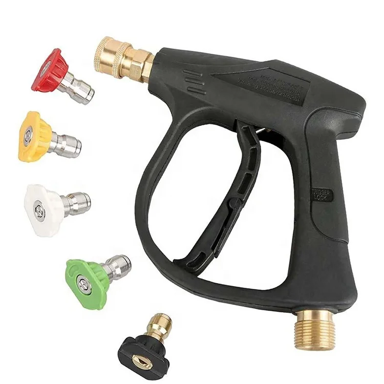 High Pressure Washer Gun 3000 PSI Max With 5 color Quick Connect Nozzles Brass Plastic Water Gun M22 Hose Connector For Car Wash