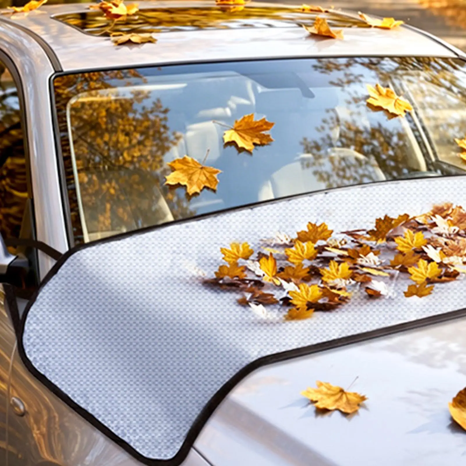 Car Windshield Snow Leaf Protector Waterproof All-Weather Windproof Guard for Outside Auto Automotive Vehicle Parking Street