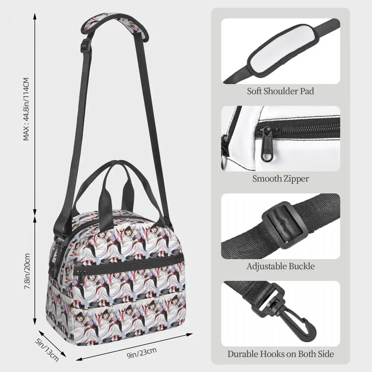 Manga Kimono Inuyasha Sesshomaru Insulated Lunch Bag for Women Kids Portable Food Boxes Thermal Lunch Box Tote view 2