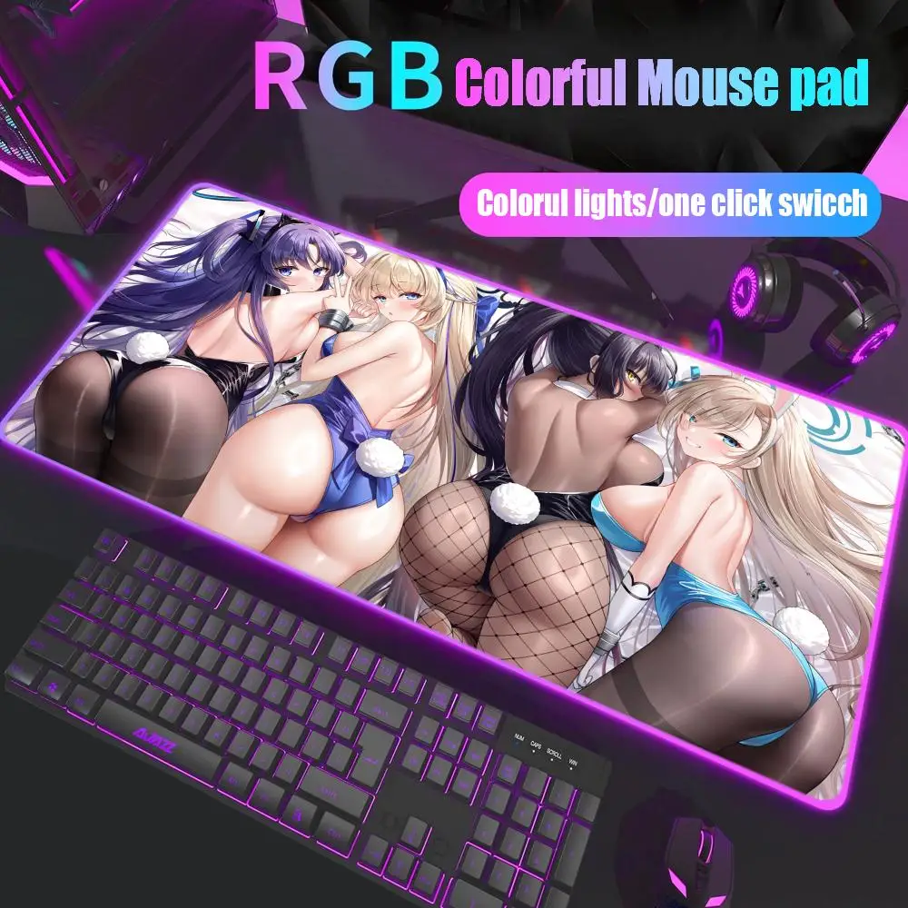 

Blue Archive Ichinose Asuna Mouse Pad Gamer Rgb Desk Mat Back Light Led Mousepad Setup Gaming Accessories Deskmat Big Mousepad