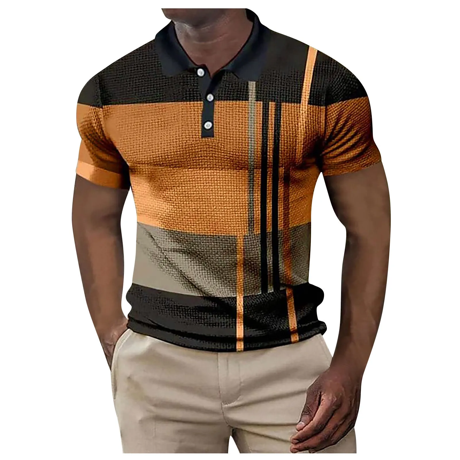 Cross-border Amazon Summer New Foreign Trade European American Men\'s Polo Shirt Short-sleeved Color-blocked Zipper T-shirt Top