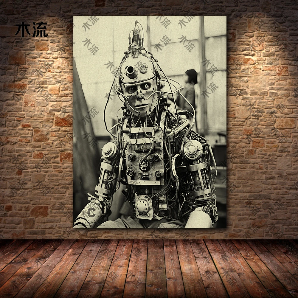 Futuristic Robot Fantasy Photography Art,Poster And Print,Creepy War Machine,Gothic Wall Art,Canvas Painting Home Deocr Unframed