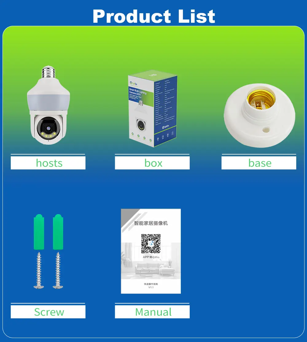 5MP 1944P Carecam APP كامل اللون ليلة مصباح E27 اللاسلكية PTZ IP كاميرا بشكل قبة AI كشف الإنسان المنزل Seucity شاشة CCTV