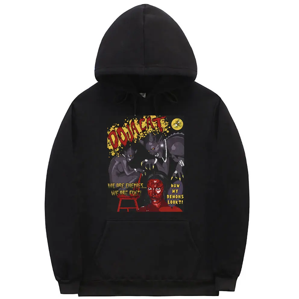 Rapper Doja Cat Scarlet Tour Graphic Print Hoodie How My Demons Look Hoodies Men Women Hip Hop Oversized Sweatshirt Streetwear