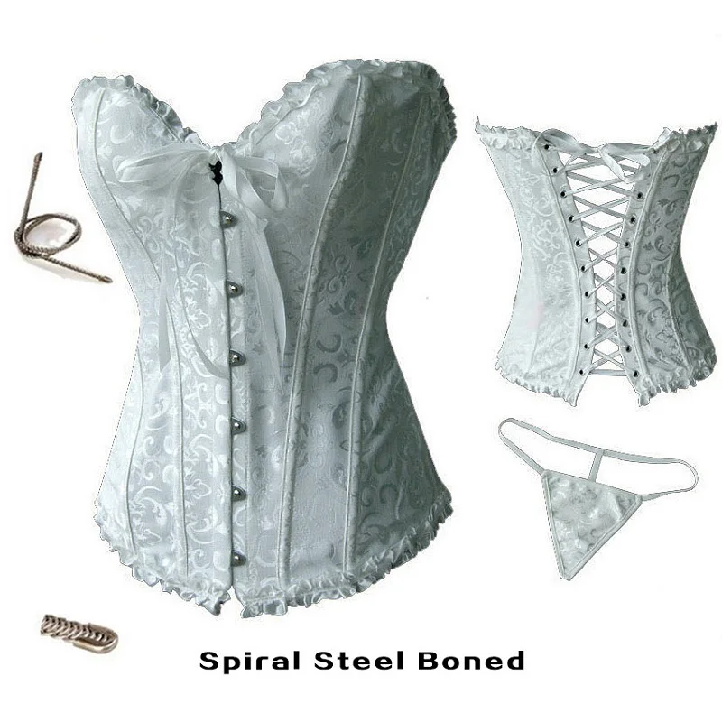 Corsé de cintura con tanga para mujer, bustier sexy con cordones, lencería floral, faja moldeadora de moda victoriana vintage