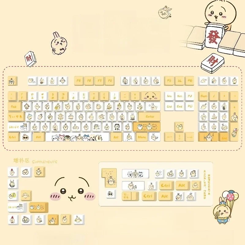 

Тематические колпачки для клавиш Kawaii Usagi для механической клавиатуры, набор колпачков для клавиш Chiikawa, аксессуары для ПК, материал PBT, высота колпачков для клавиш MOA/CHERRY