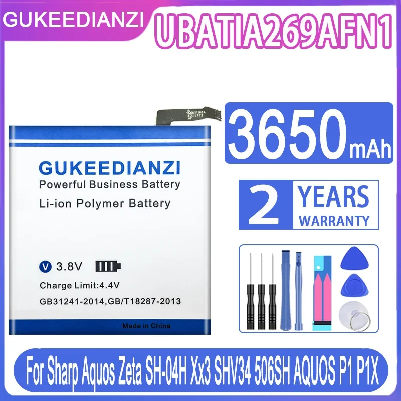 

GUKEEDIANZI Replacement Battery UBATIA269AFN1 3650mAh For Sharp Aquos Zeta SH-04H Xx3 SHV34 506SH AQUOS P1 P1X