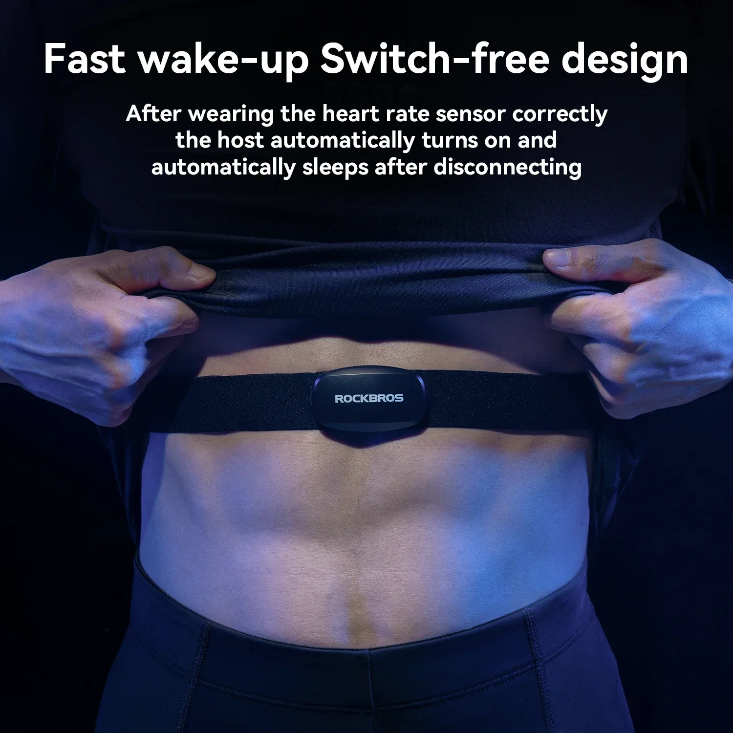 

ROCKBROS H812 Bluetooth4.0 ANT+Heart Rate Sensor 800H Battery Waterproof Heart Rate Strap Use for Garmin Wahoo Zwift