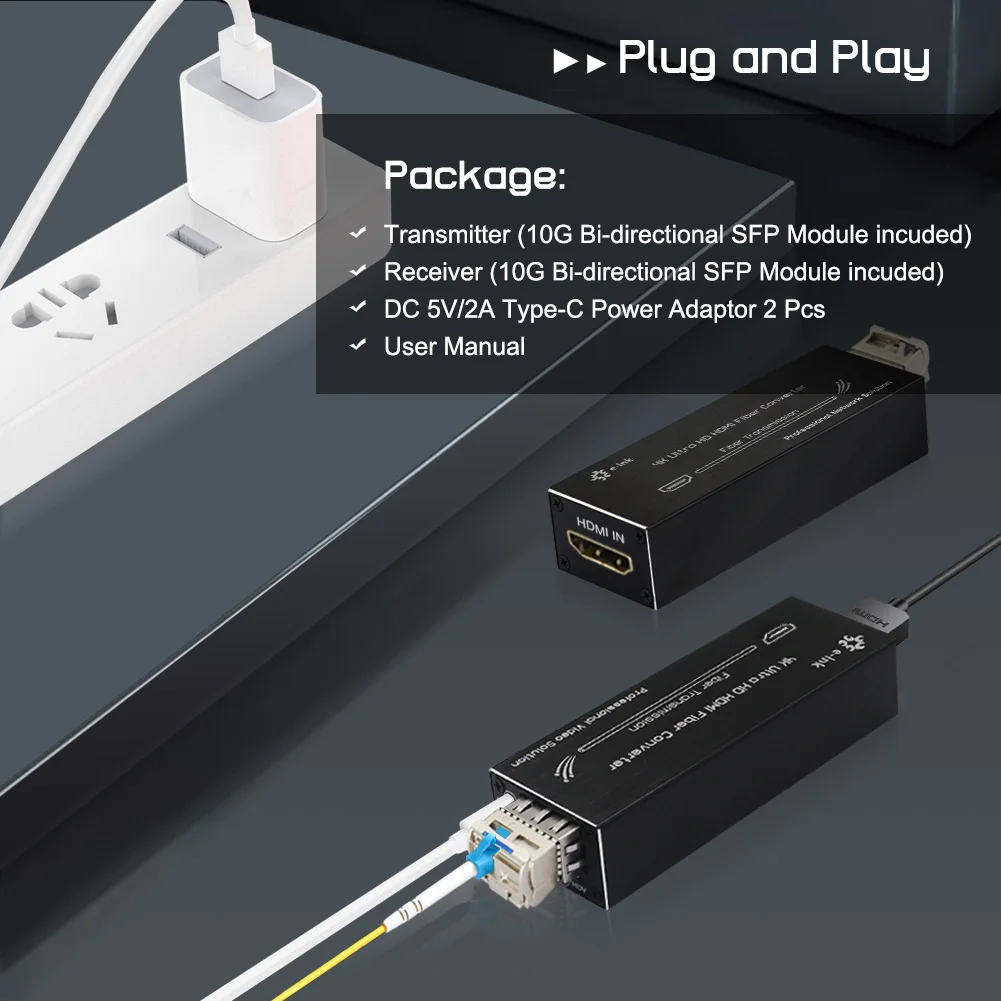 Imagem -06 - Mini 4k Hdmi Extensor Hdmi sobre o Conversor de Fibra 4k @ 30hz Transceptor Ótico Video lc Único Modo 20km Multimodo 300m 10g Sfp