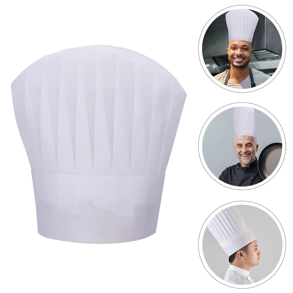 6Pcs Disposable Chef Hats Non-Woven Kitchen Cooking Cap Suitable for Restaurant Bakery Bbq Catering Uniform Use