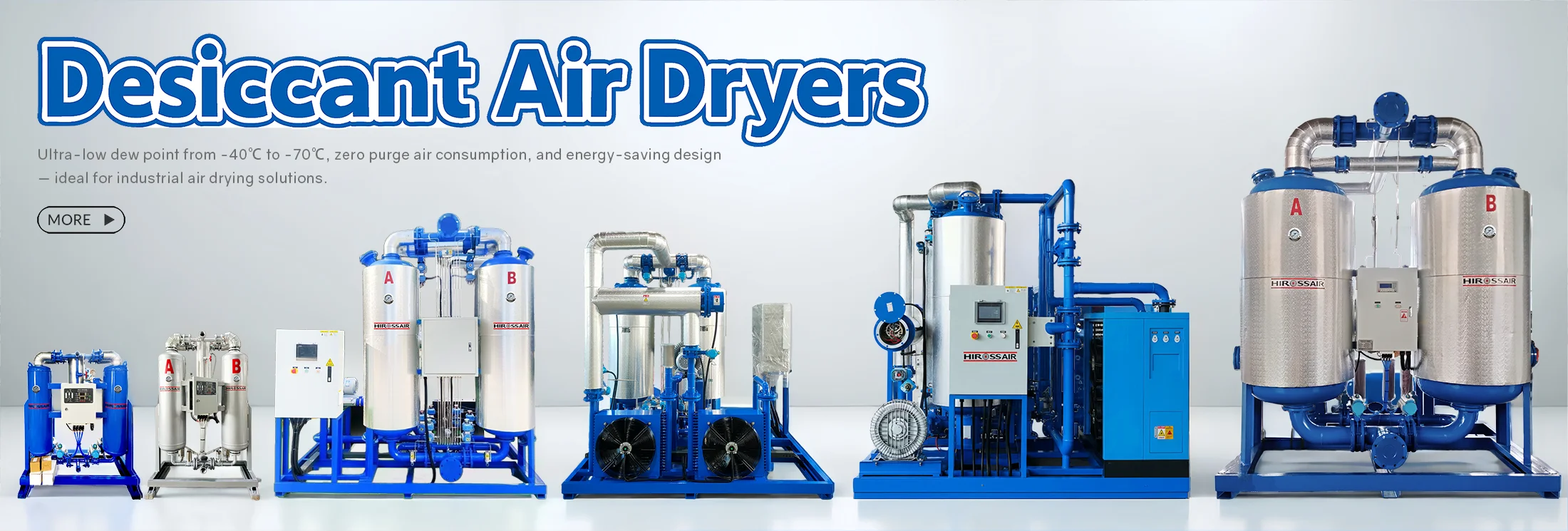 Heat Less Desiccant Absorption Compressed Air Dryer with PLC Controller for Compressed Air