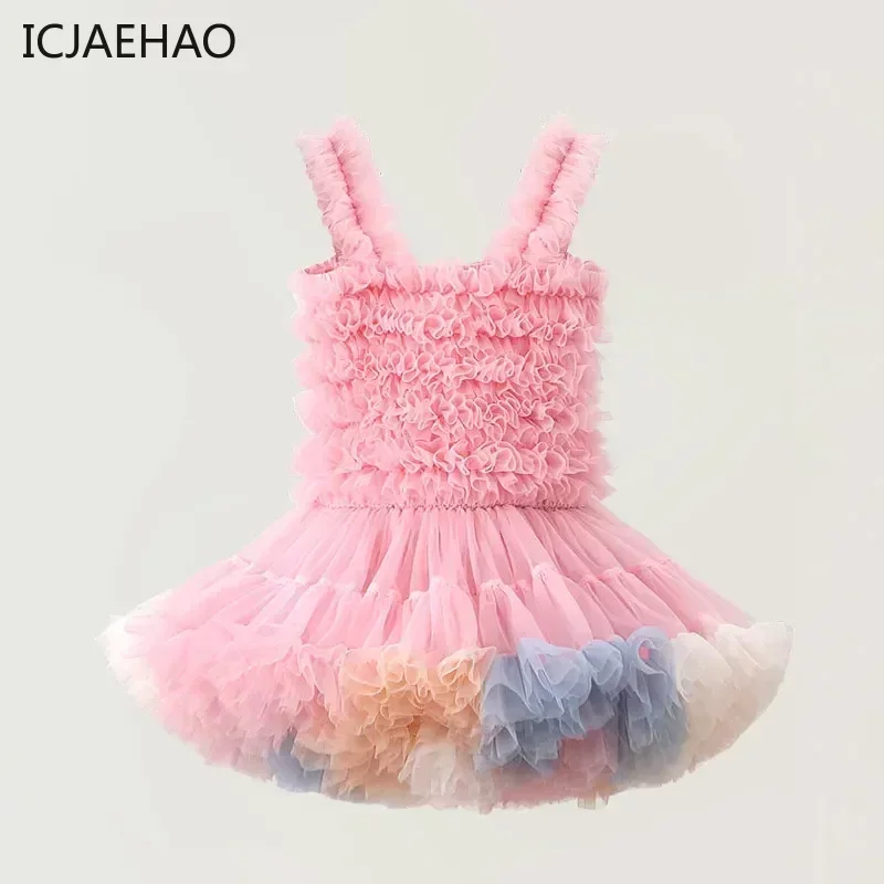 

ICJAEHAO Casual Ruffled Bubble Photography Dresses Girls Tutu Outfit Ball Gown Costume Princess Party Vestido Children Clothes