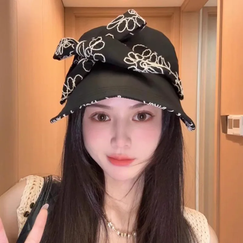 

UPF Fisherman Hat for Big Head Wide Brim Duckbill Sun Cap with Floral Embroidery Large Size Design