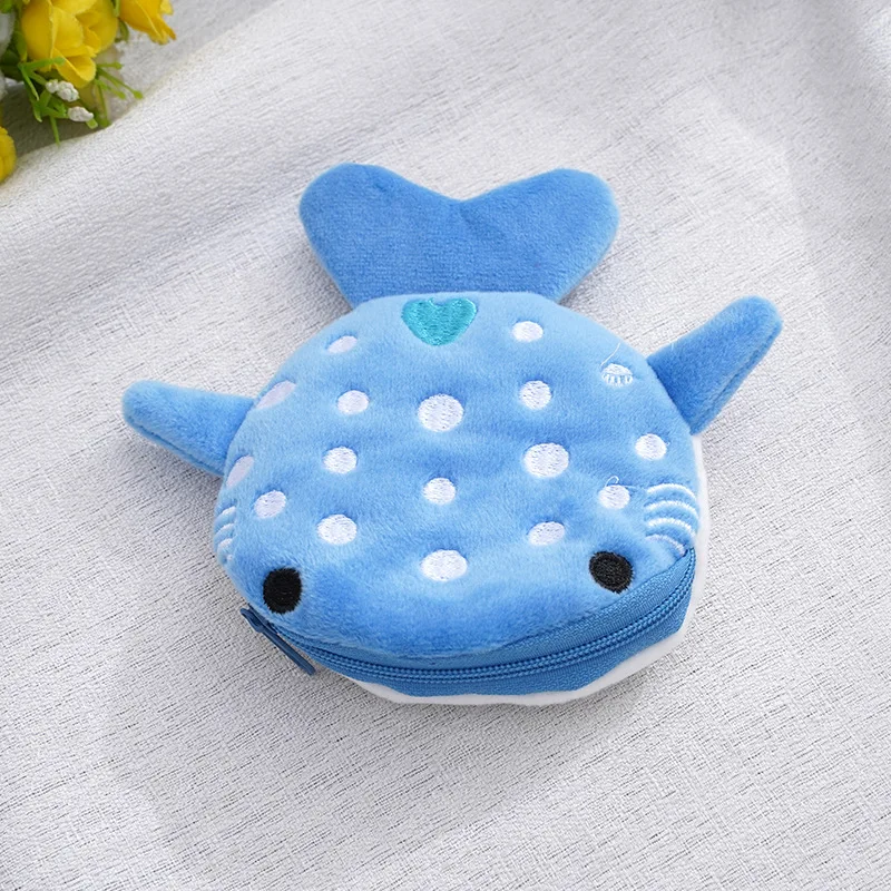 13x12cm Cute Whale Shark Coin Purse Kawaii Wallet Portable Plush Coin Bag Key Earphone Coin Organizer Pouch Zipper Bag kids Gift