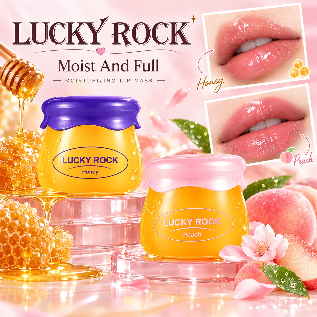 2 pcs Lip Balm Honey Pot, Honey Lip Mask Propolis Moisturizing Lip Balm with Stick, Hydrating And Prevention Dry