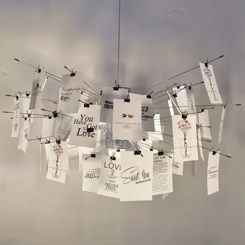 Französisch Stil Zettel Papier Kronleuchter Kunst Ausstellungs halle Wohnzimmer Esszimmer Schlafzimmer DIY Designer Album Anhänger LED-Beleuchtung