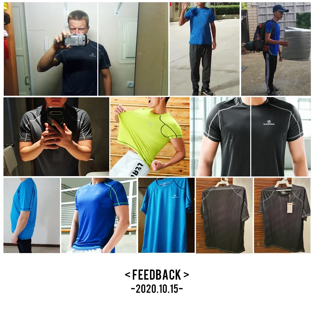 QUESHARK Men Quick Dry Short Sleeve Running T Shirt Breathable Tops T-shirts Fitness Gym Workout Ultrathin Ultralight Sports Tee image 2