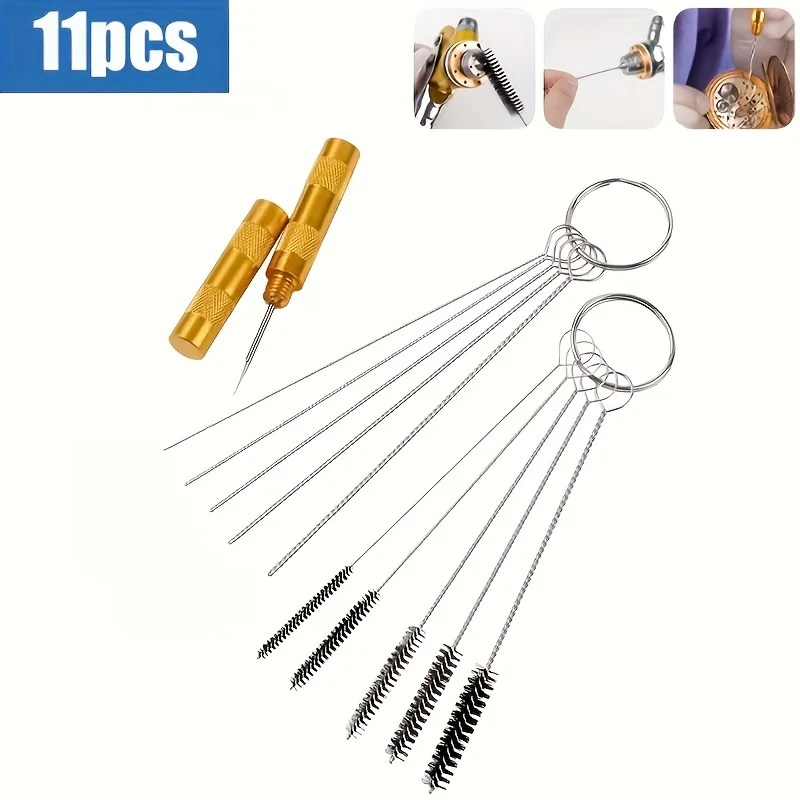 11-piece spray gun spray cleaning maintenance tool set, multi-functional spray gun cleaning brush set, needle brush set,