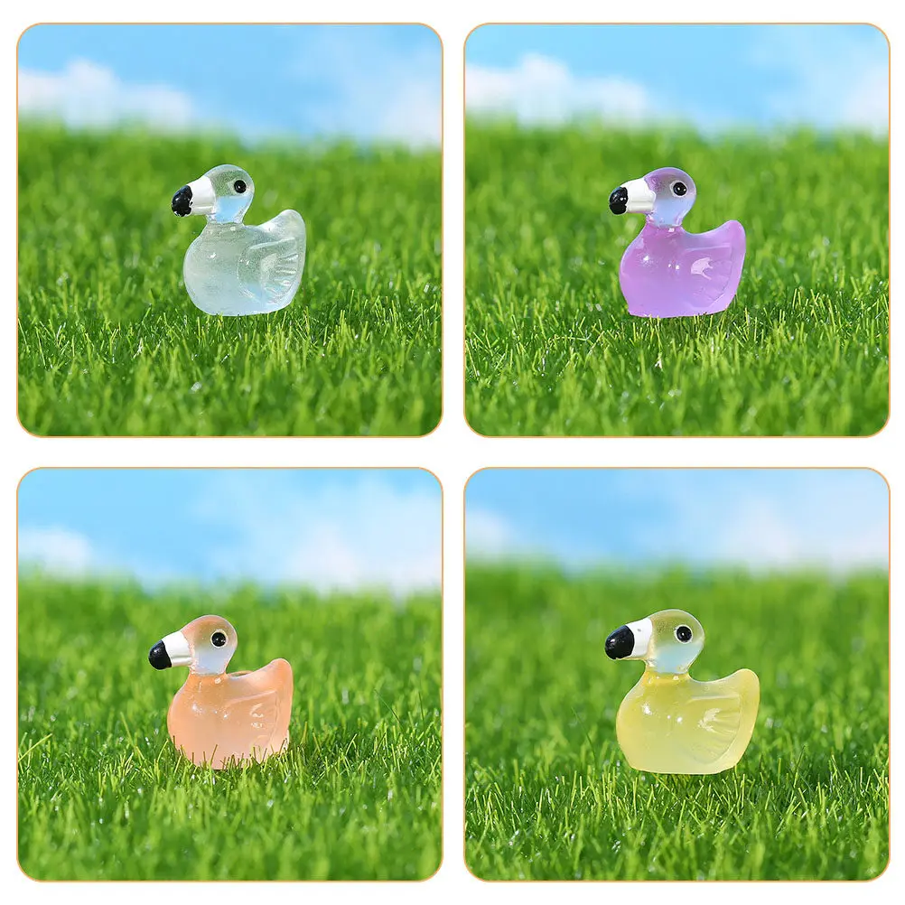 20Pcs Vivid Mini Flamingos Resin Luminous Animal Figures Tiny Decor for Desk Shelf Room Garden Cake Topper Craft Micro Landscape