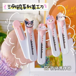 Cartoon Portable Utility Knife Mini Stretch Paper Cutter Box Opener Letter Opener Office School Stationery Supplies