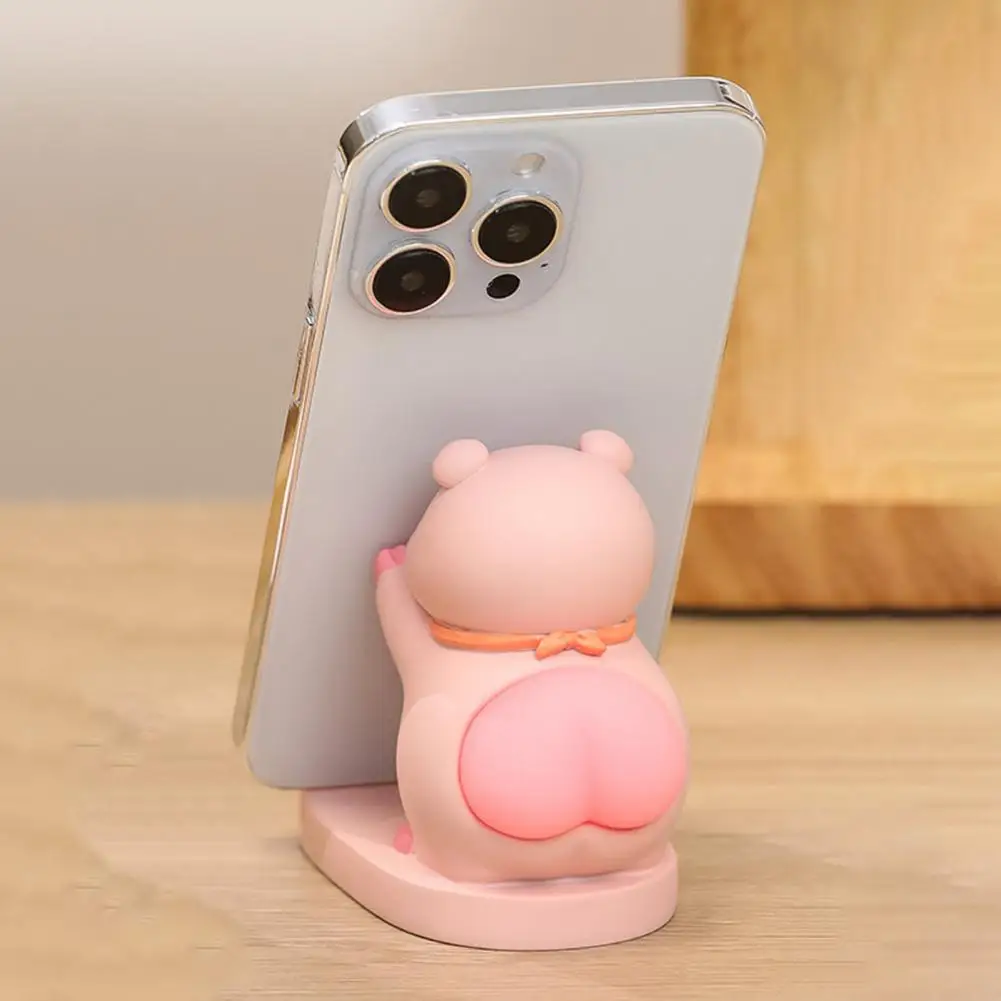 Cartoon Animal Cell Phone Holder Pig Dog Bunny Panda Resin Figurine Statue Mobile Phone Tablet Stand Desktop Animal Sculpture